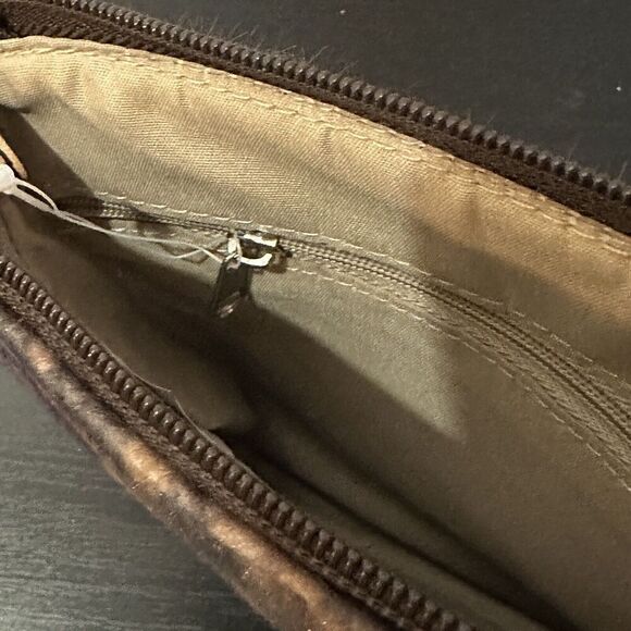 Ann Taylor Live Love Loft Brown & Orange Multi Leopard Cloth CC Zip Wristlet - Picture 8 of 10